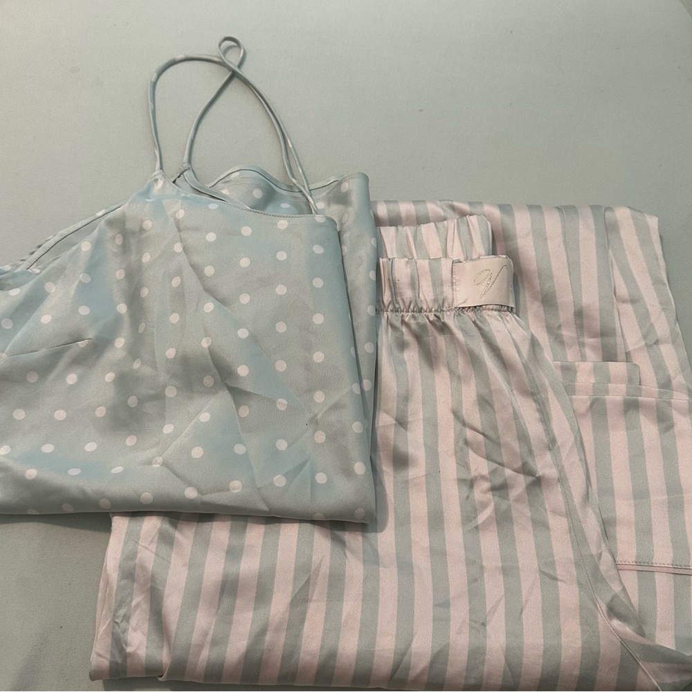 Victoria Secret polka dot and stripe aqua Pjs ⚡️⚡️